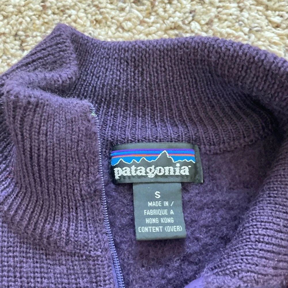 Vintage Patagonia Mens Small Purple 100% Wool Quarter Zip Pullover Sweater